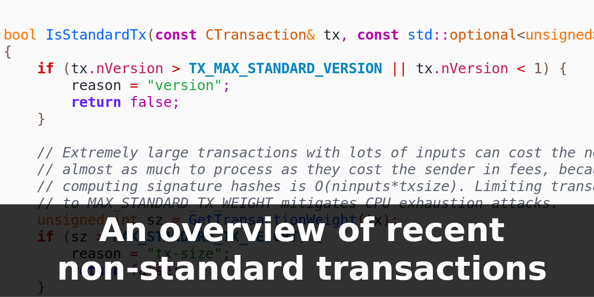 Image for An overview of recent non-standard Bitcoin transactions